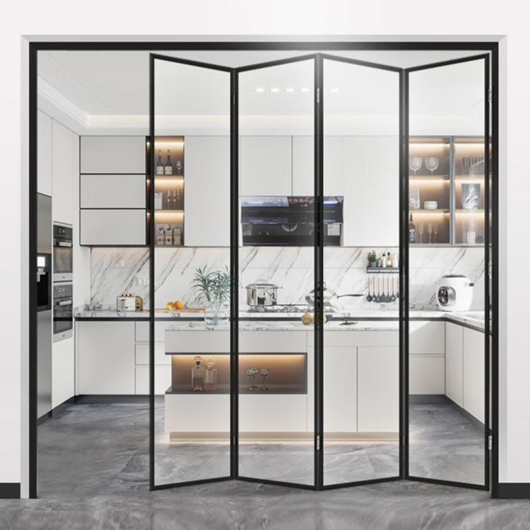极窄家用钛铝合金厨房客厅卫生间阳台无轨折叠门隔断门窄边玻璃门