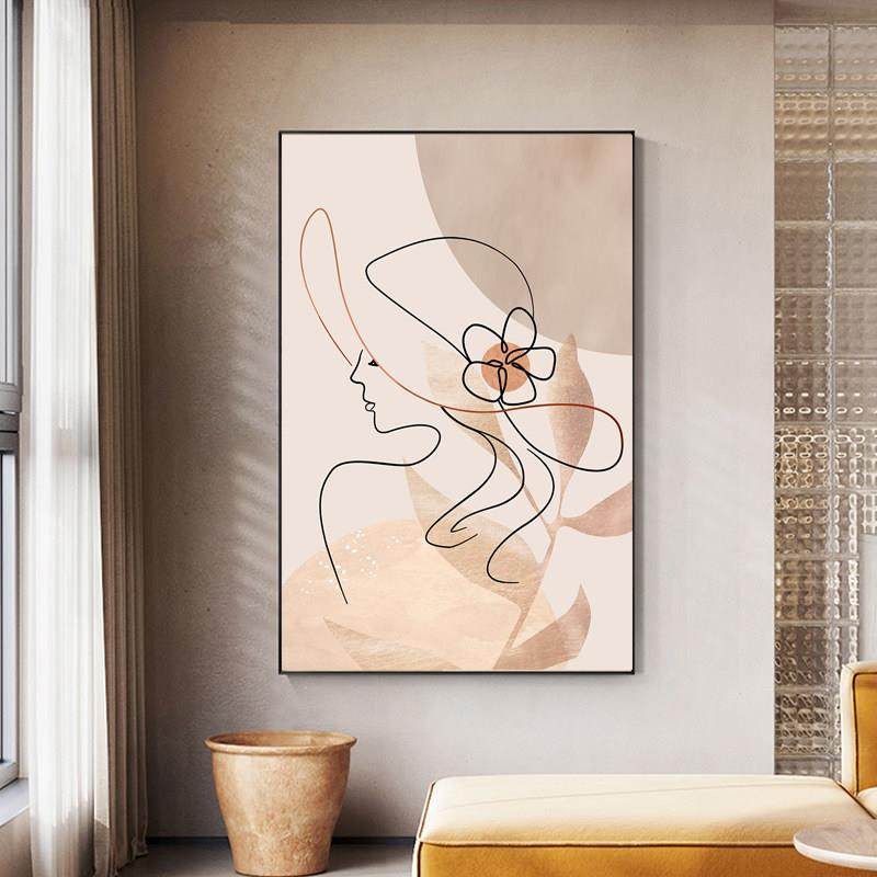 侘寂风抽象人物线条客厅装饰画现代简约沙发背景墙落地画玄关挂画,家居饰品,现代装饰画,淘宝优惠券,粉丝福利购,淘宝优惠卷