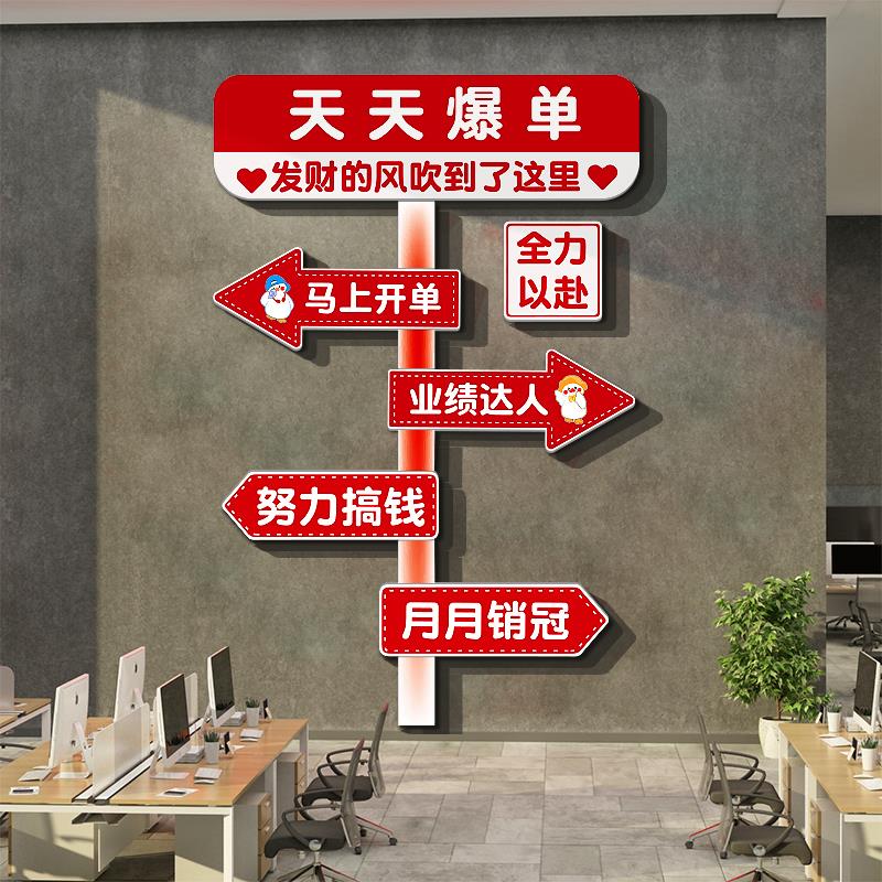 天爆单墙面企业文化销售电商公司布置办室气氛围装饰双11十一场景