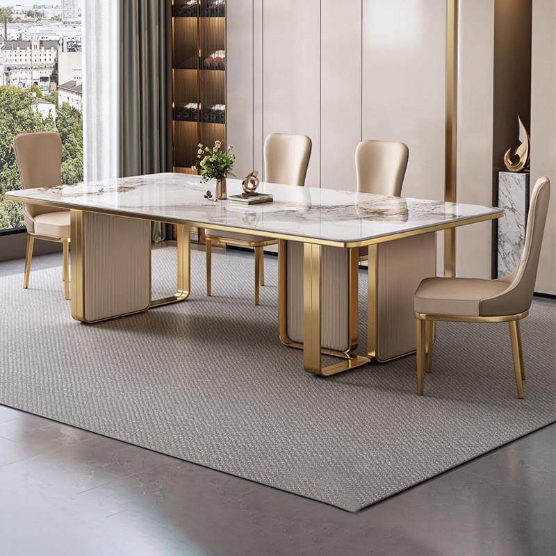 古调岩板亮光餐桌厨房高级感轻奢现代别墅长方形家用饭桌椅组合,住宅家具,岩板餐桌,淘宝优惠券,粉丝福利购,淘宝优惠卷