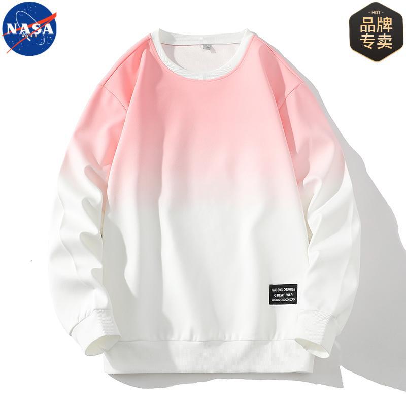 NASA联名春秋款潮牌卫衣男宽松透气休闲百搭渐变圆领上衣情侣外套