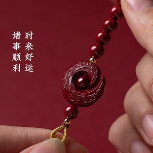 朱砂汽车挂件出入平安高档车内挂饰男女车载后视镜吊坠莲花2023新