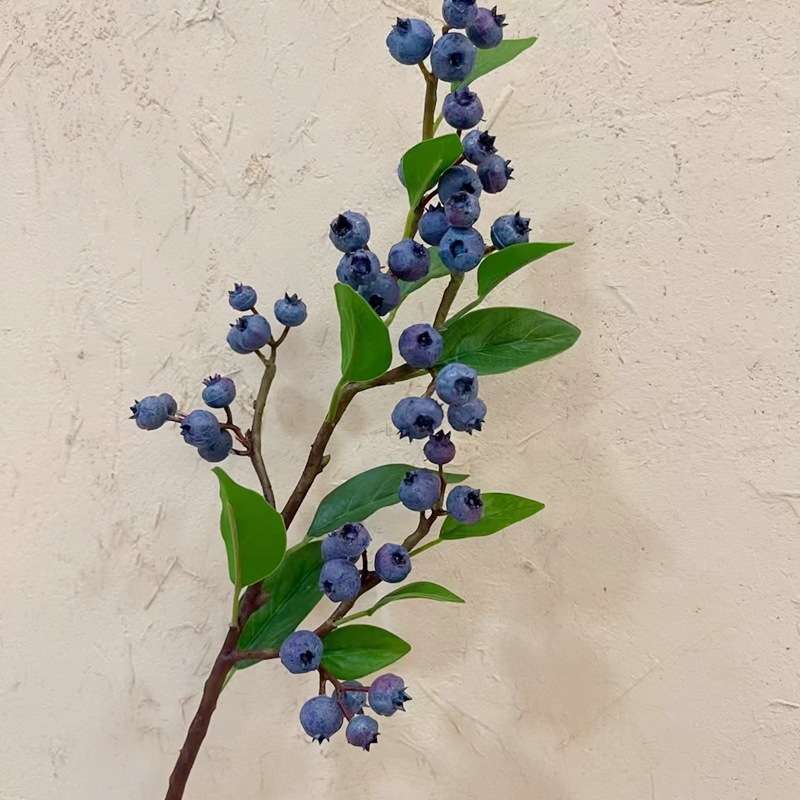 北欧出口单森女系仿真手感蓝莓果实仿真花假花花摆田园乡一枝吊篮
