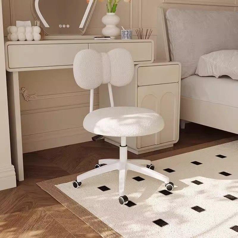 轻奢高级感蝴蝶结梳妆凳靠背椅升降旋转化妆凳女生卧室梳妆台椅子