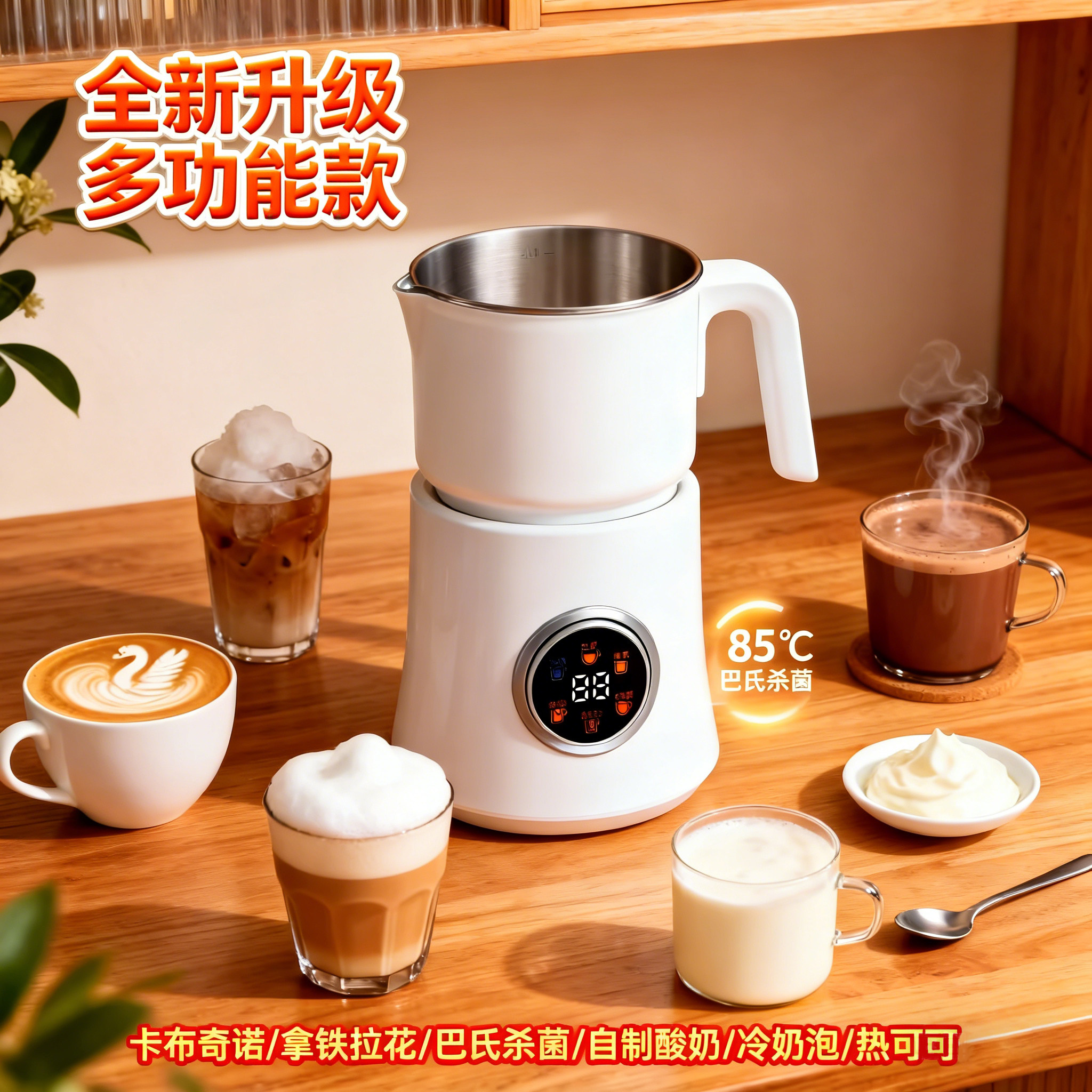 900ML电动新款奶泡机 MF06咖啡拉花牛奶发泡塑胶不锈钢奶泡机