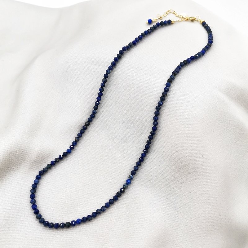 新品Faceted Lapis Lazuli Necklace cate Adjustable 14K Gold F