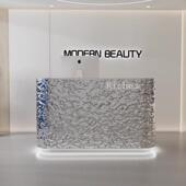 不锈钢收银柜台弧形水波纹吧台美容院前台服装 店店铺小型商用接待