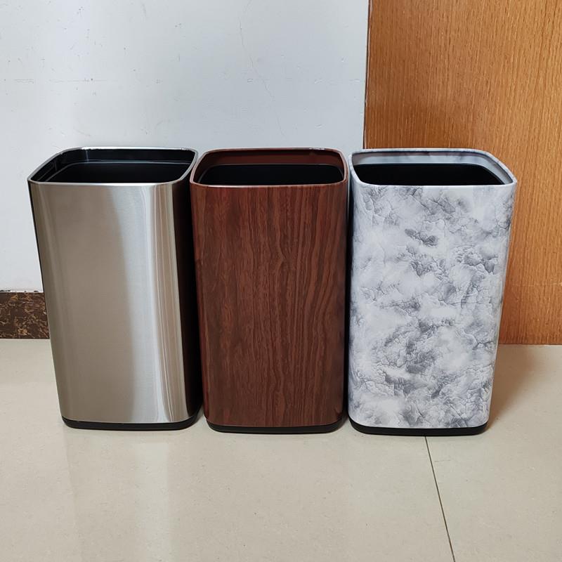 正方形双层垃圾桶无盖酒店客房卫生间家用卧室客厅轻奢12升办公室