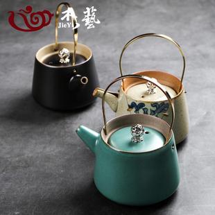 创意功夫茶壶 手工提梁壶过滤泡茶壶大号陶瓷粗陶壶家用手抓壶日式