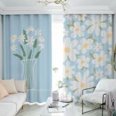 小清新窗帘女生卧室客厅落地窗遮阳布帘定制简约现代装 饰全遮光布