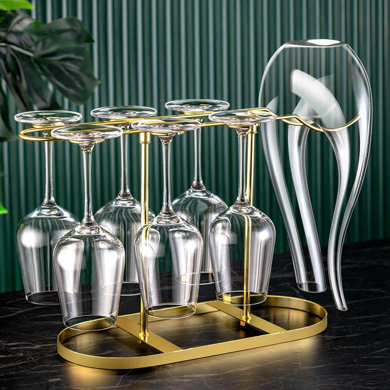 创意红酒杯架倒挂家用高脚杯挂架轻奢醒酒器一体酒架摆件悬挂架子