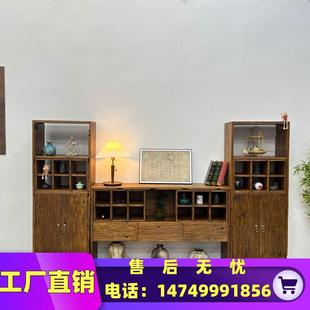 实木老榆木博古架侘寂风展示柜茶柜茶具茶架子置物架茶叶柜原直销