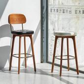 实木吧台椅轻奢现代简约酒吧椅收银柜台椅子靠背高脚凳子家用手机