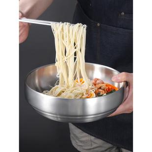 双层304不锈钢碗餐具食品级拌饭碗大号汤碗拉面碗冷面碗家用 韩式