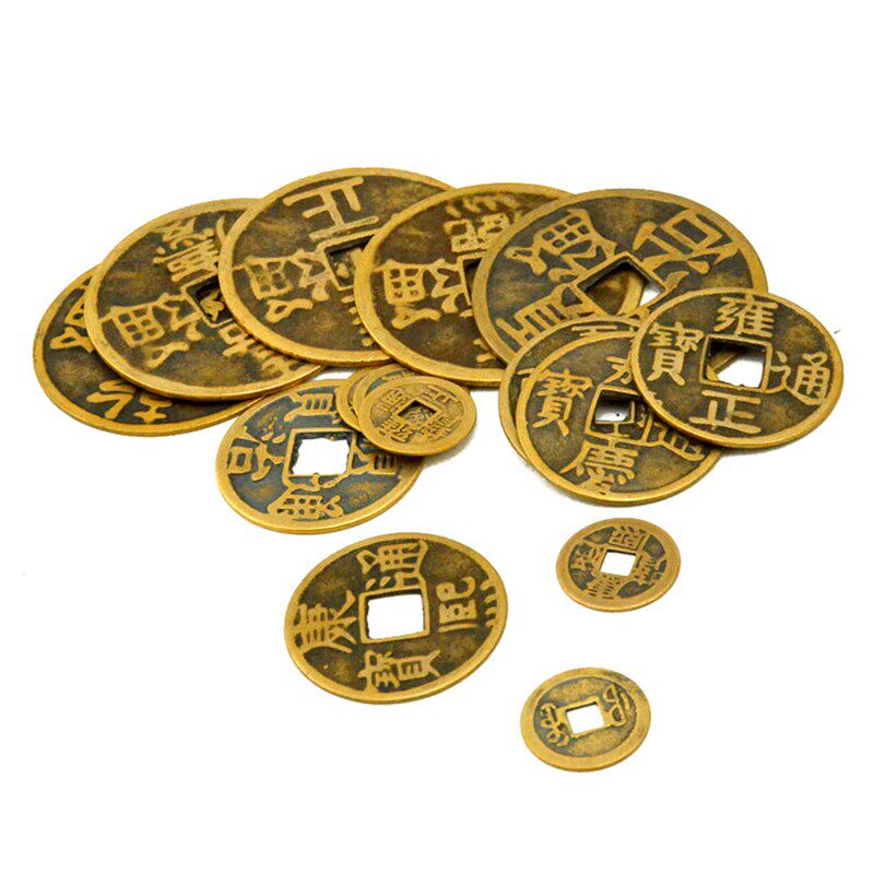 新品纯黄铜钱五帝k钱六帝钱摆件顺治通宝康熙雍正乾隆嘉庆道光山