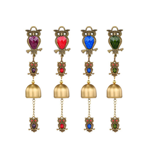 新品猫头鹰铜铃风铃挂饰磁铁创意金属复古M儿童生日礼物家居阳台