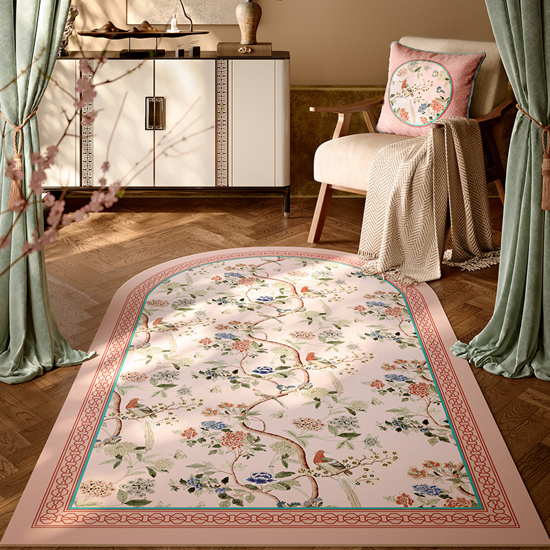 极速新中式入户进门口皮革防滑防水地垫玄关过道踩U脚垫可裁免洗