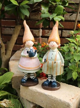 极速勤劳花园精灵花园情侣森林摆件 婚庆摆件W装饰树脂摆件