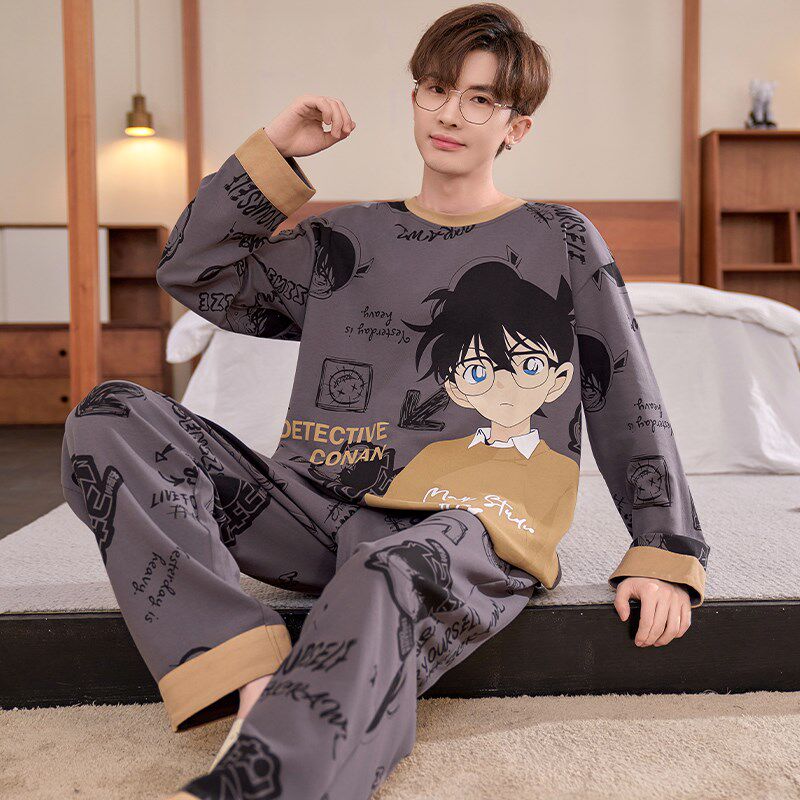 极速202d5新款秋季睡衣男士秋冬纯棉长袖薄款青少年大码学生家居