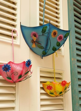 极速创意铁艺伞挂墙花盆墙壁y挂墙上装饰挂件花园客厅阳台庭院墙