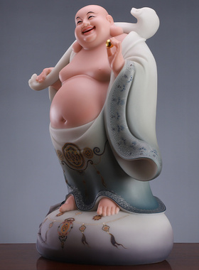 新品弥勒佛d像供奉家用笑佛大肚佛弥勒佛菩萨客厅如意添福风水招