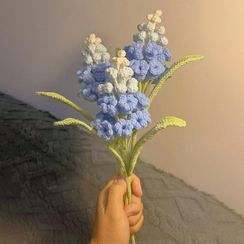 极速风信子勿忘我毛线仿真花永生花手工编织花束diyX钩织针材料包