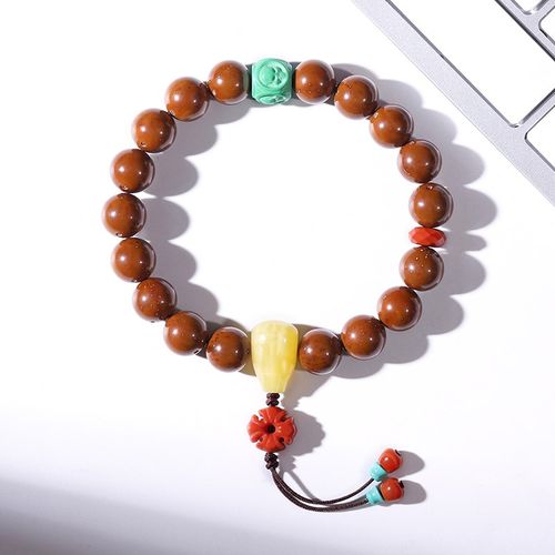 极速招财紫金鼠圆珠单圈佛珠文y玩手串男女diy仿绿松南红配饰文玩