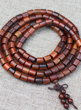 极速老挝酸枝手串个性桶珠红木108颗佛珠手链交S趾黄檀原木料男女