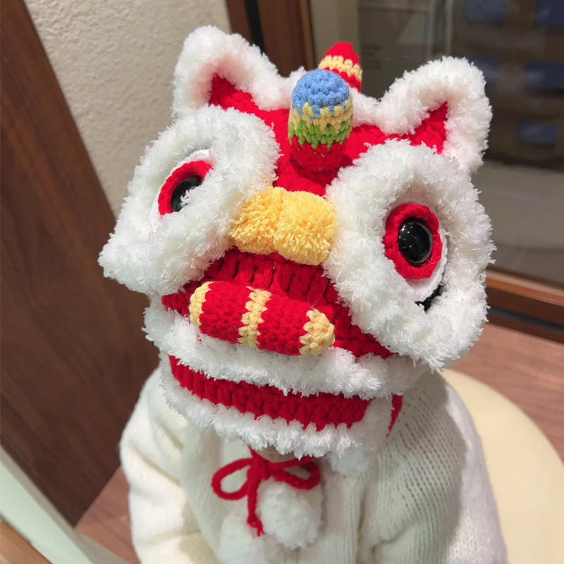 极速新年可爱醒狮帽子手工diy钩针毛线编织O材料包礼物虎头帽婴儿