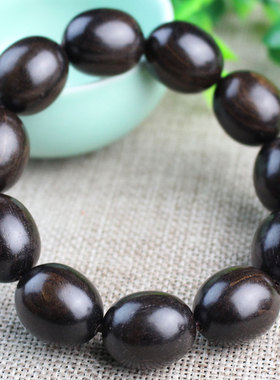 极速天然黑檀木手串枣珠黑黄檀z木料紫光檀木手链乌木老料沉香男