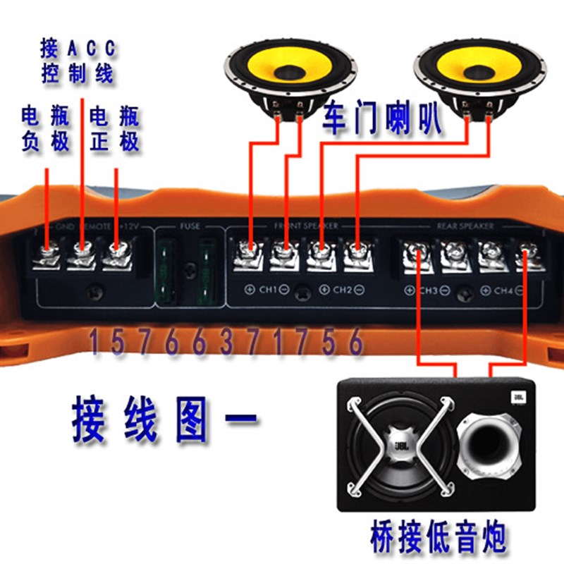 极速汽车功放12V大功率4声x道4路汽车车载功放低音炮功放汽车音响