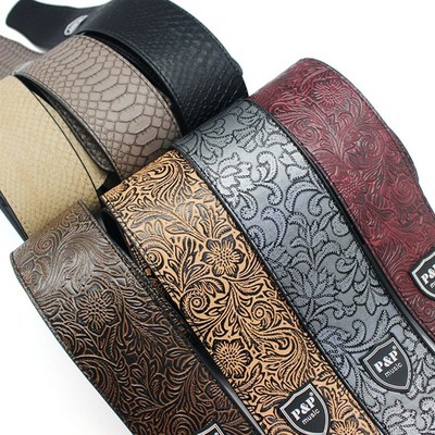 极速P&P Leather Genuine Guitar Strap 2.5 Inch AdTjustable So