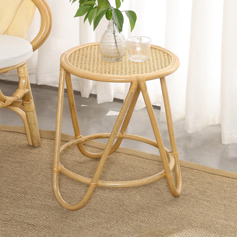 极速异丽ins印尼自然真藤编y椅阳台桌椅休闲民宿家用扶手单人靠背