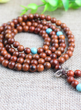 极速老挝红酸枝木手串108颗红木佛珠手链6/8mm原木料男.女念珠饰