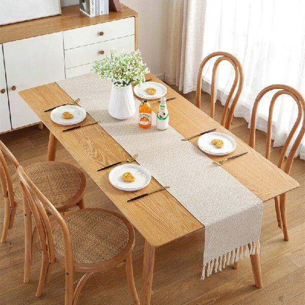 极速Linen HandWoven Table Runner Decoration QFor Home Event
