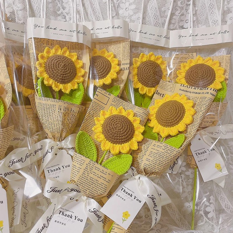 极速成品向日葵手工m编织花束钩针diy材料包教师节礼物2025新款送