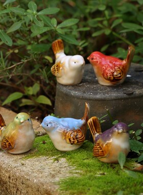 极速欧式田园创意家居彩色手绘小鸟摆H件迷你工艺品陶瓷礼品造景