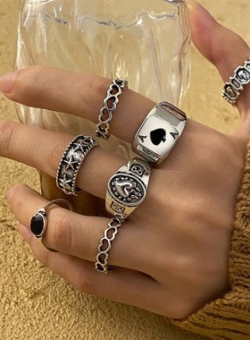 极速Gothic Vintage Heart Snake BRings Set for Women Men Funn