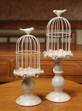 极速欧式简约复古桌面鸟笼风灯铁B艺创意烛台婚庆道具马灯烛光晚