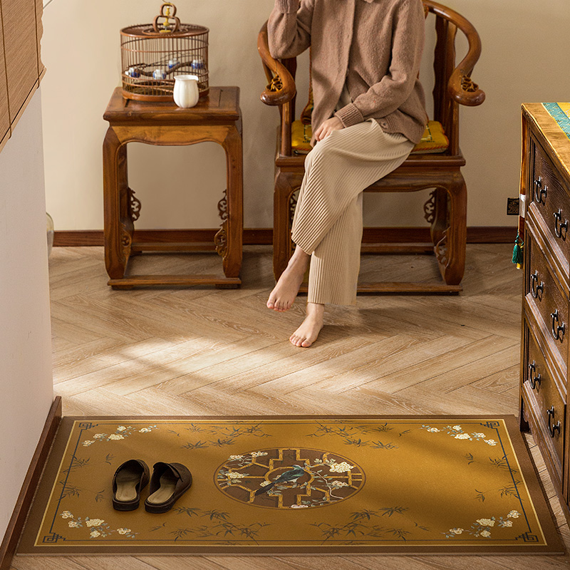 极速氛围感中式西楼入户r门皮革地垫门口防滑防水垫进门踩脚垫国