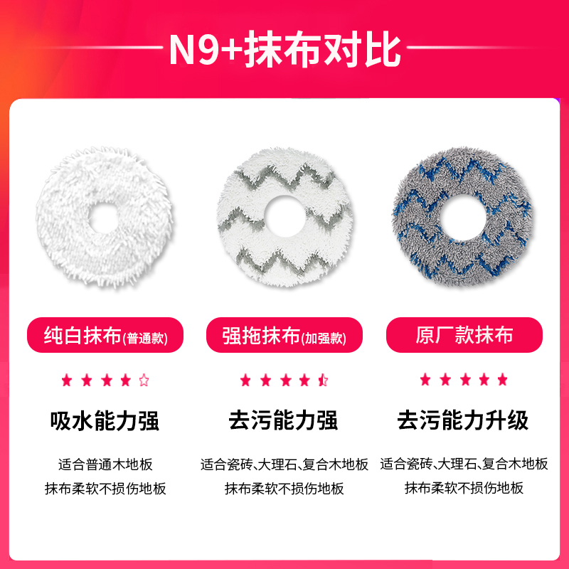 速发适配科沃斯地宝N9+拖地机器人配件扫洗一体清洁抹布清洁液剂