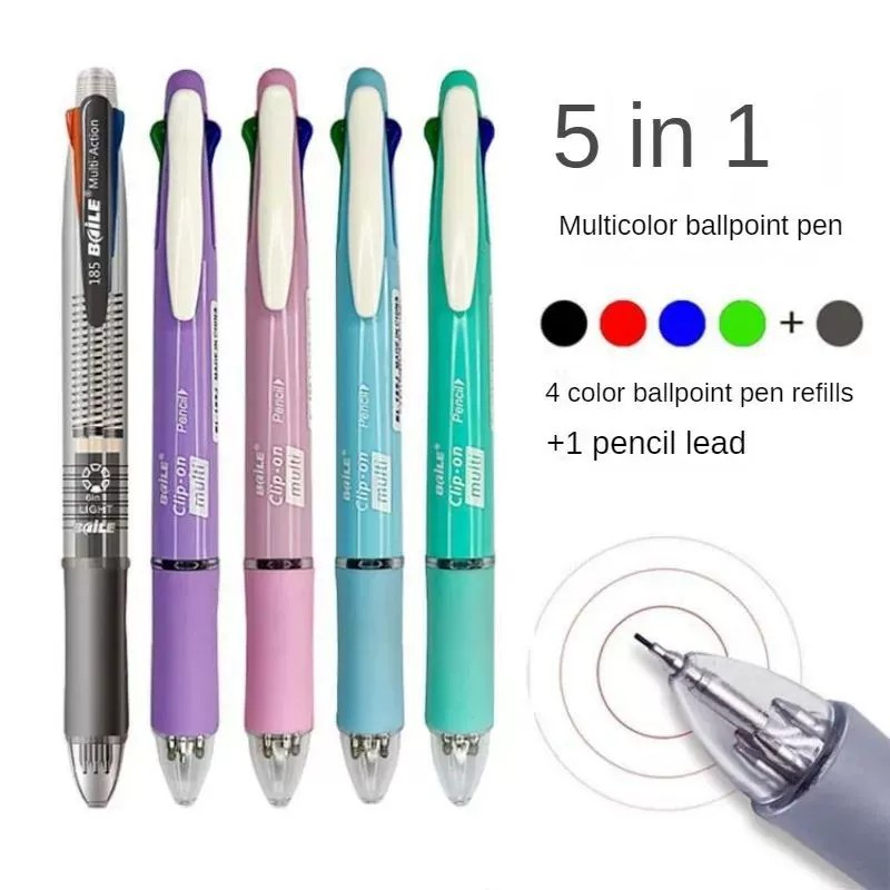 5 In 1 Multicolor Ballpoint Pens 4 Colors Ball Pen 1 Automat