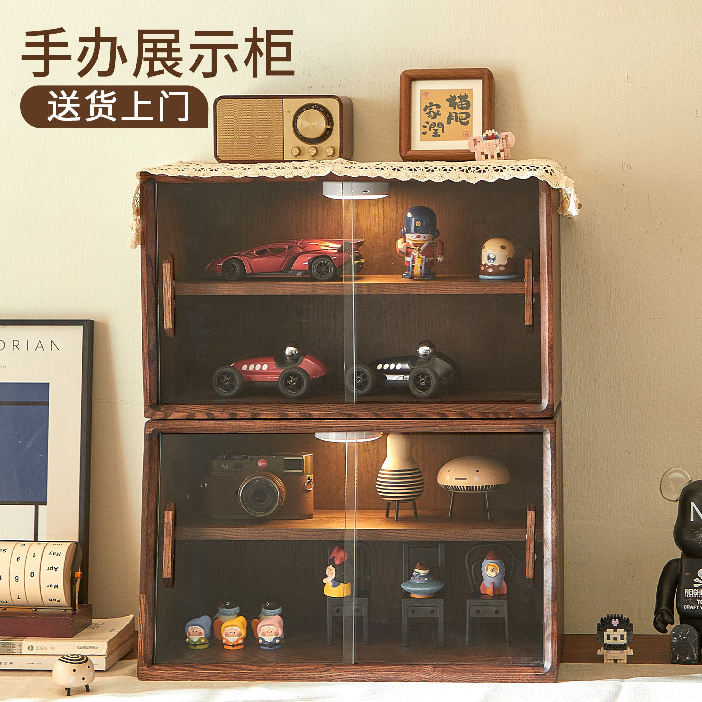 实木桌面置物柜餐厅杯架家用餐边柜咖啡茶具杯子茶水柜手办展示柜,收纳整理,收纳柜,淘宝优惠券,粉丝福利购,淘宝优惠卷