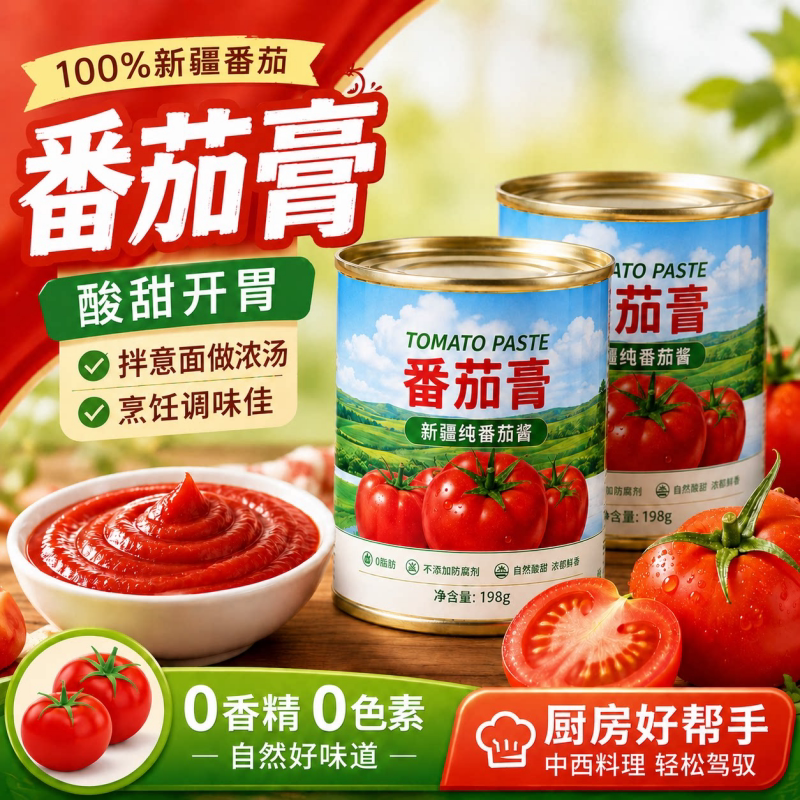 新疆无添加番茄酱罐头儿童爱吃图片