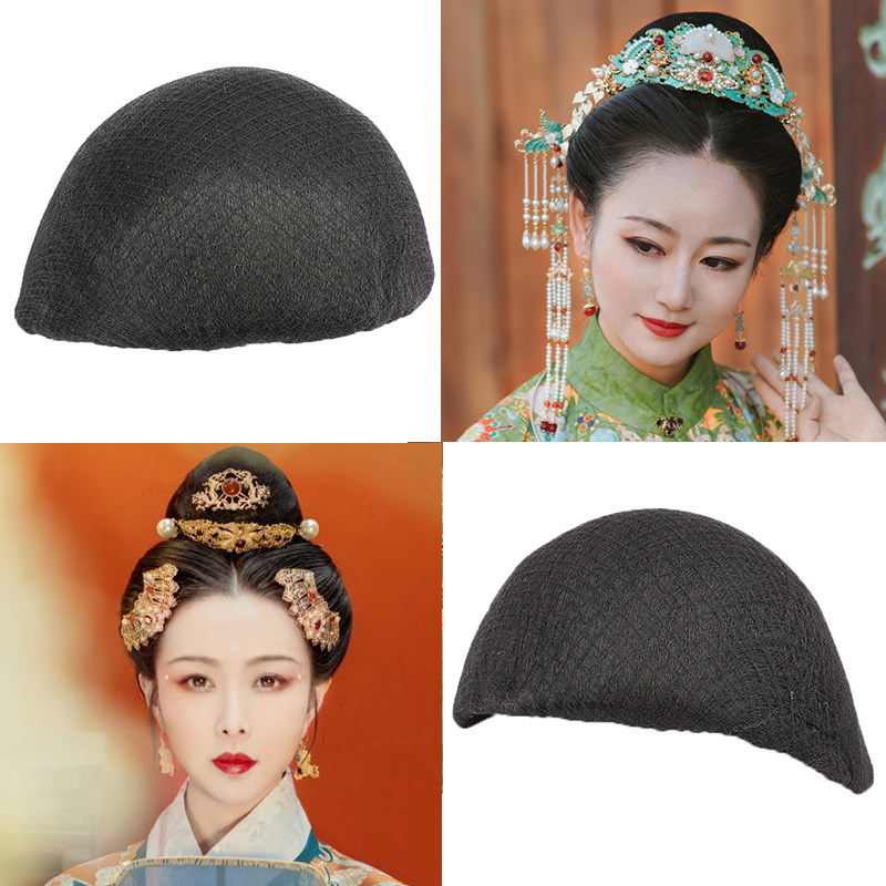 速发头装假发造型唐朝唐风诃子裙头顶发包古发宫廷贵妃古风假发包