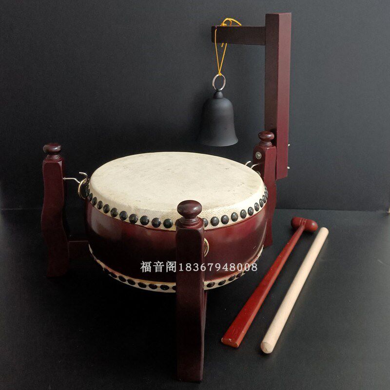 速发小号铃法鼓1套寺院钟器子鼓寸地中早晚课助念打击摆件