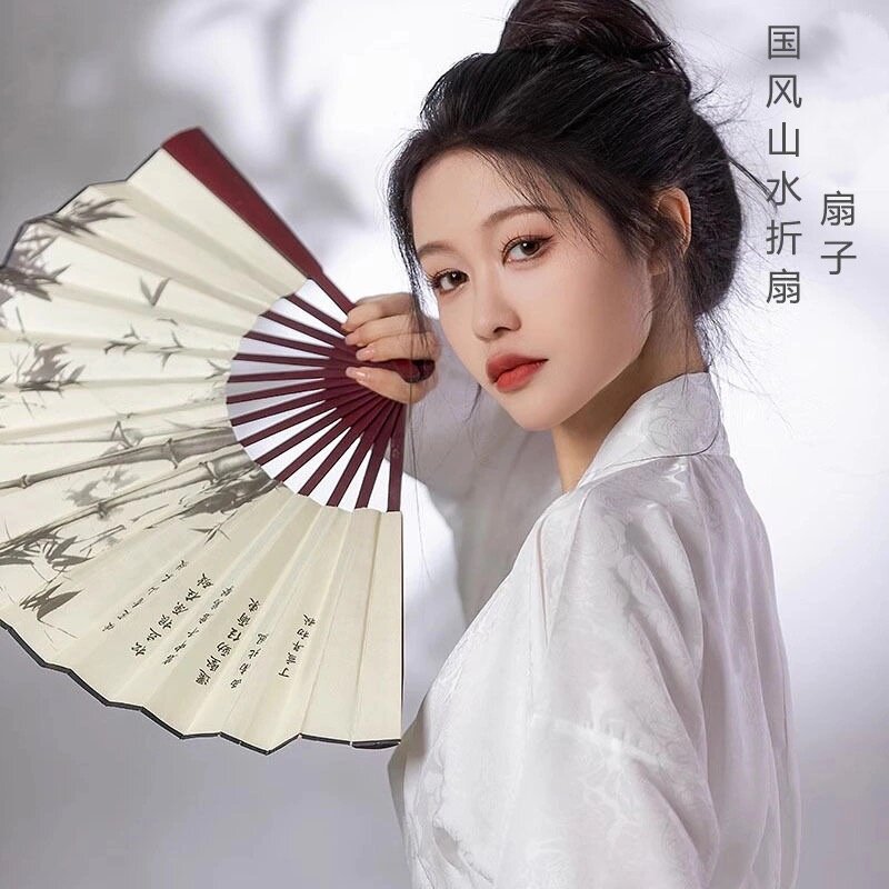 速发扇子古装折风新古扇中国风服气男儿童汉霸折叠小竹扇广告扇