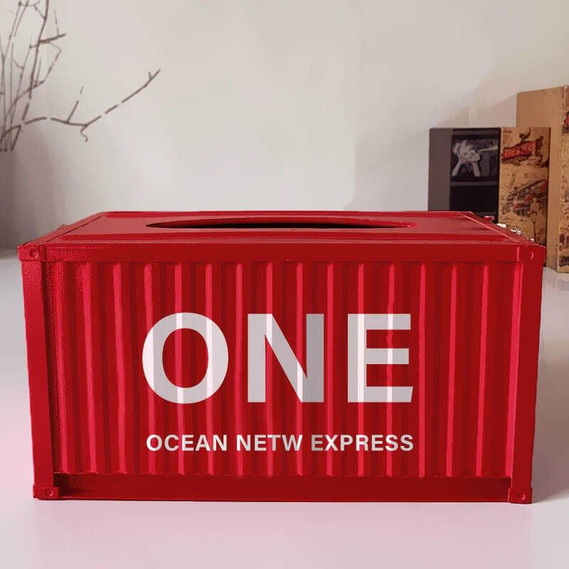 速发摆盒工业风集装箱模型桌面纸巾盒创意纸抽艺餐巾纸收纳盒电竞