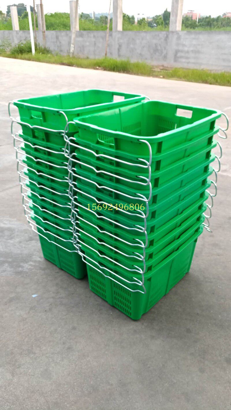 速发水果送子周用胶蓝子塑料蔬菜筐子长方形商转厨房食堂配框篮子