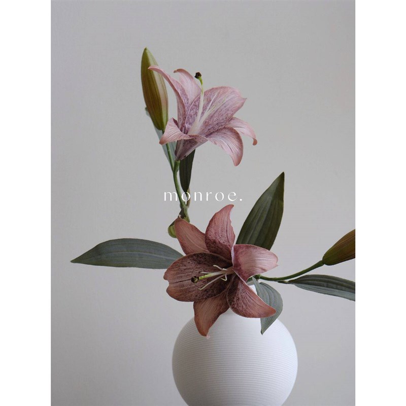 速发百合 仿真花裸粉色胡桃色假花摆设摆件装饰高级手工房间摄影